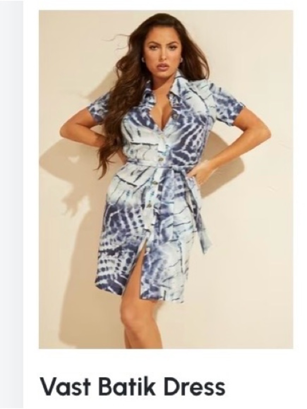 Marciano Blue Batik Tie-Dye Shirt Dress